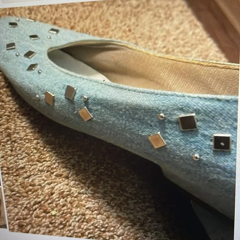 VTG Annie Denim Bedazzled flat Shoes Size 7